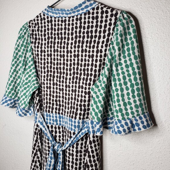 BCBG Max Azria Sz S Polka Dot Colorblock Flowy Knee Length Dress - Picture 6 of 8